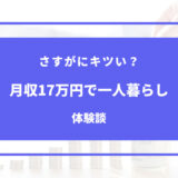 手取り17万 一人暮らし きつい